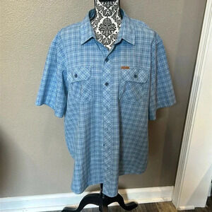 Orvis Classic Collection Blue Plaid Shirt Men's Size Medium XL Performance EUC